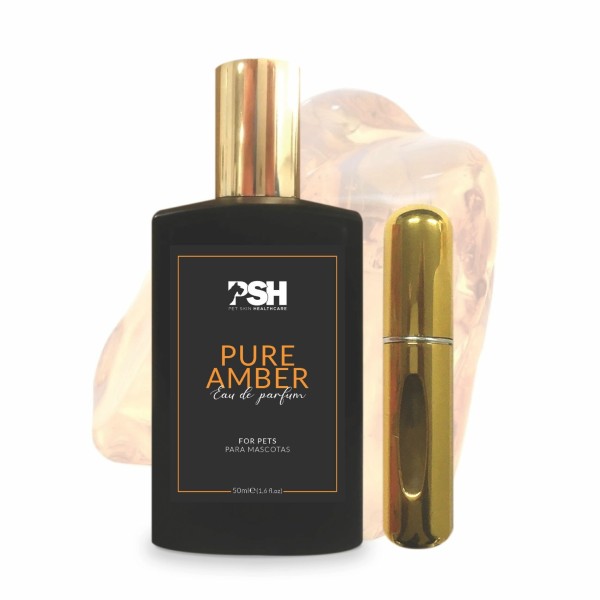 eau de parfum pour chien et chat pure amber PSH et diffuseur de poche